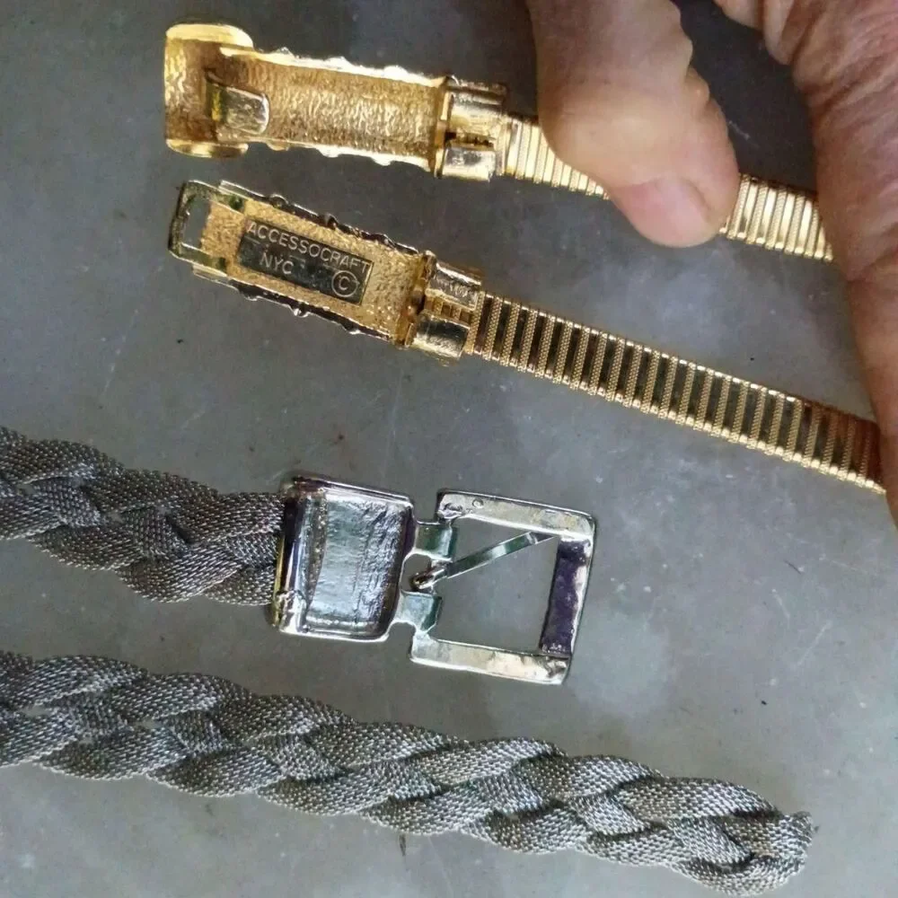 2 Ladies Small Metal Belts